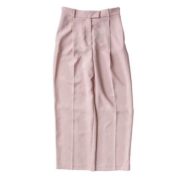 Mango Petal Pink Pant High Waist Wide Leg Pastel Pleat Front Rose Minimal Pant - Picture 1 of 12